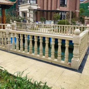 湖北黄金麻花岗岩石材栏杆，扶手，将军柱，花瓶柱