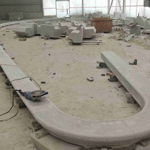 湖北 芝麻白花岗岩弧形花坛石，坐凳石