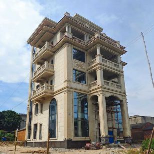 湖北 黄金麻花岗岩石材别墅外墙干挂搭配（雕花栏杆花瓶柱门楼罗马柱）