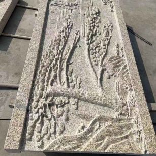 湖北 黄金麻雕刻板浮雕迎客松