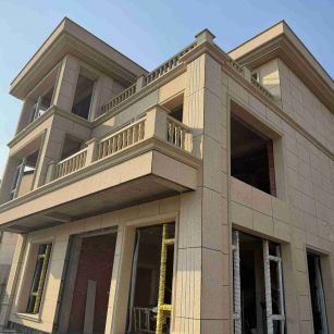 湖北 黄金麻花岗岩石材荔枝面外墙干挂效果展示