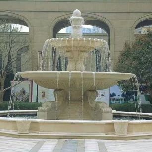 湖北 黄金麻花岗岩异型加工——户外庭院石雕流水喷泉