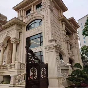 湖北 黄金麻花岗岩别墅外墙干挂效果展示