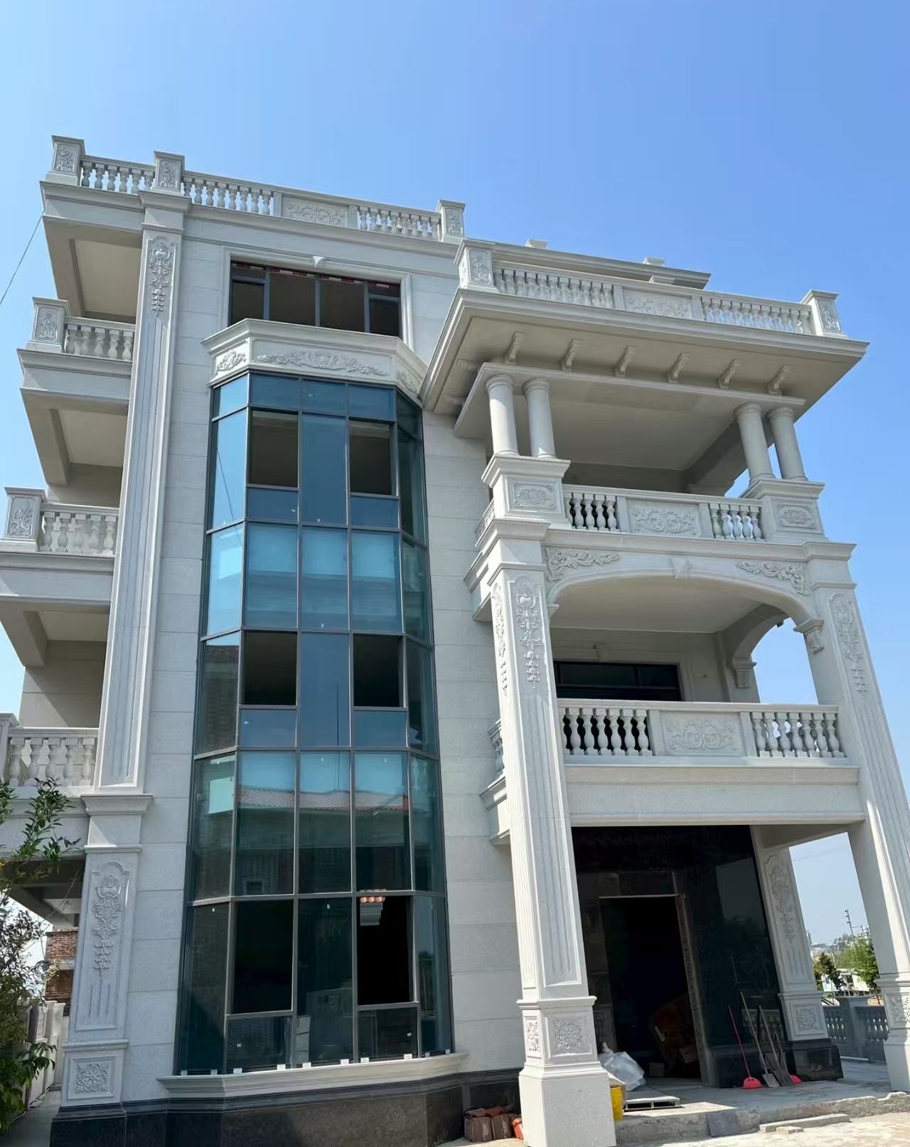 湖北 白麻花岗岩别墅外墙干挂效果展示