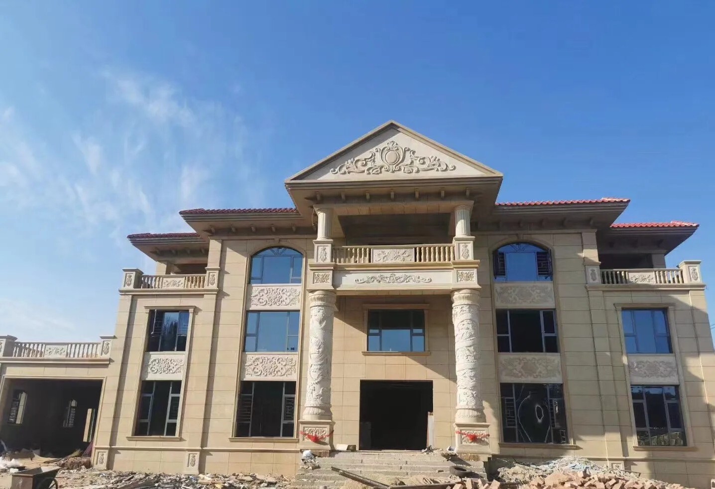 湖北 黄金麻花岗岩别墅外墙干挂