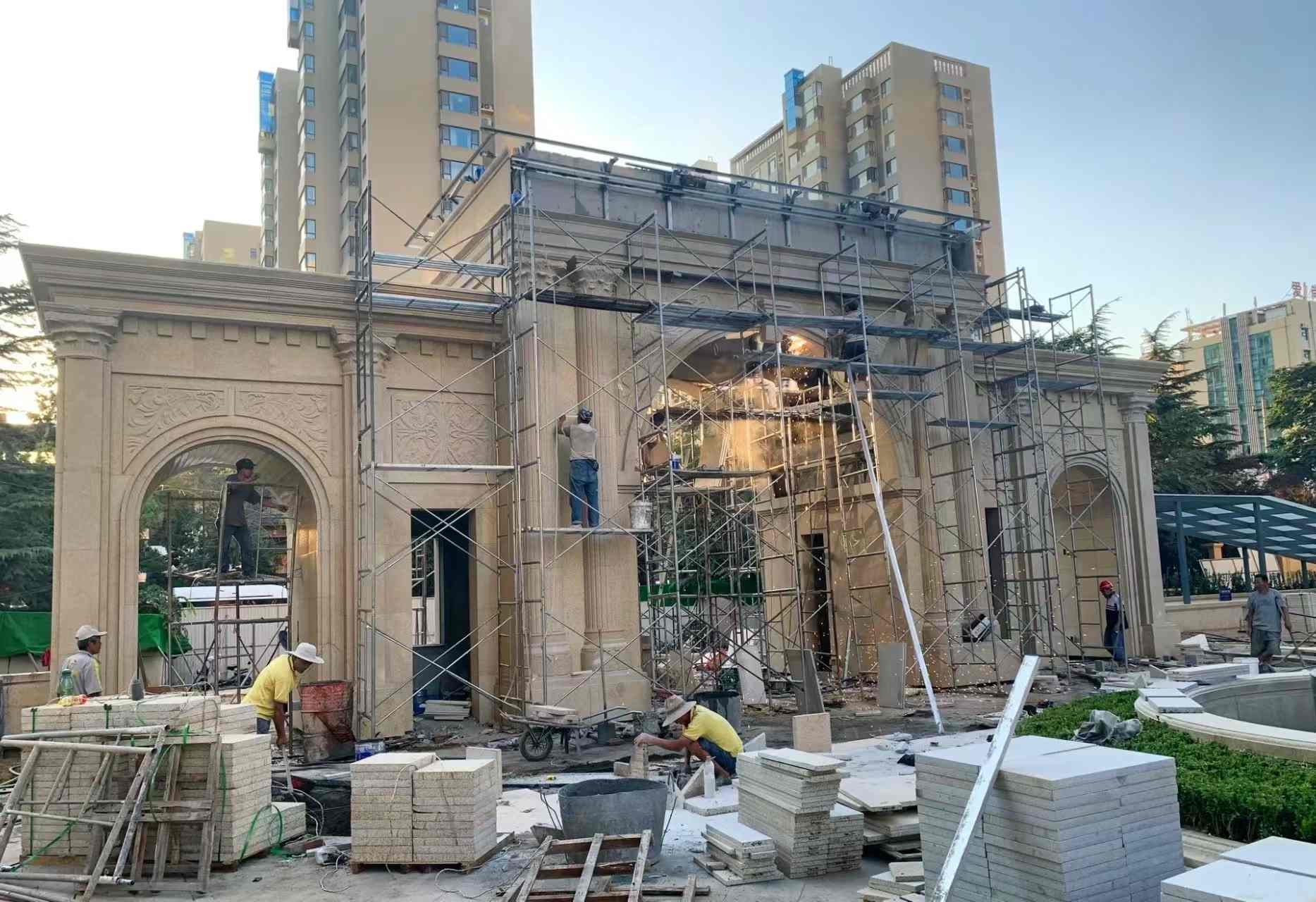 湖北 黄金麻荔枝面花岗岩小区门楼外墙干挂